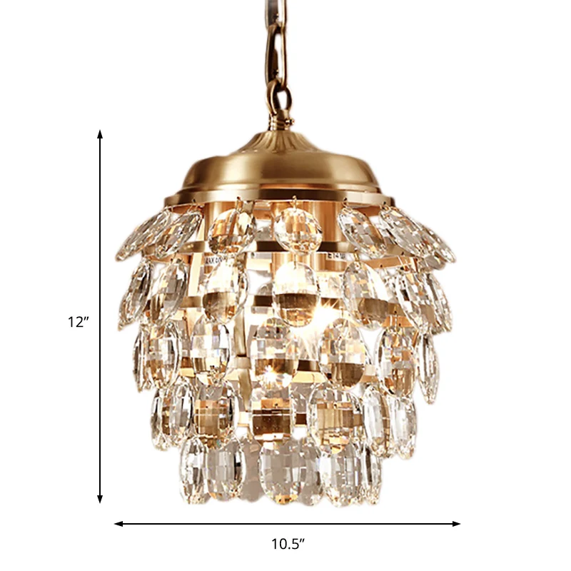 Postmoderne 5-stufige facettierte Klarglas-Kronleuchterlampe mit 3 Lichtern Gold Clearhalo