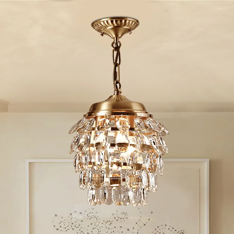 Postmoderne 5-stufige facettierte Klarglas-Kronleuchterlampe mit 3 Lichtern Gold Clearhalo