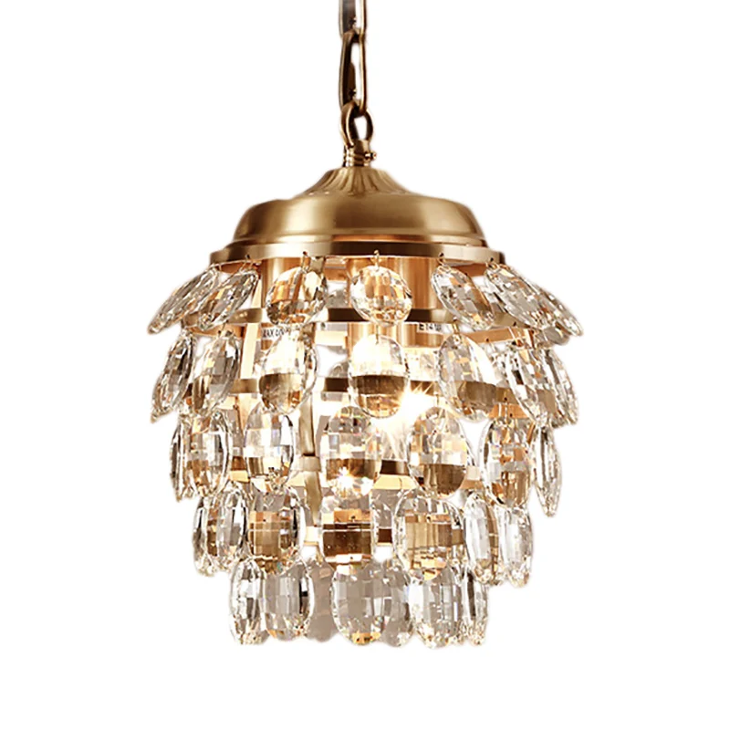 Postmoderne 5-stufige facettierte Klarglas-Kronleuchterlampe mit 3 Lichtern Gold Clearhalo