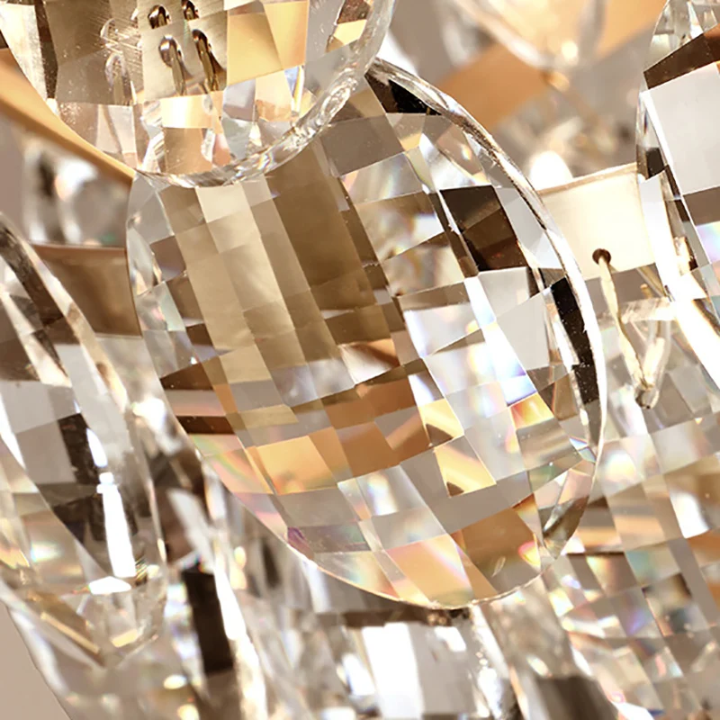 Postmoderne 5-stufige facettierte Klarglas-Kronleuchterlampe mit 3 Lichtern Gold Clearhalo