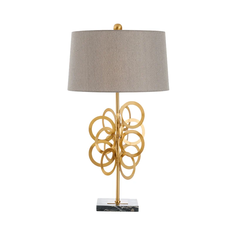 Postmoderne Fass-Nachttischlampe aus Metall, 1 Kopf, Schlafzimmer-Stoff-Nachttischbeleuchtung Grau Clearhalo