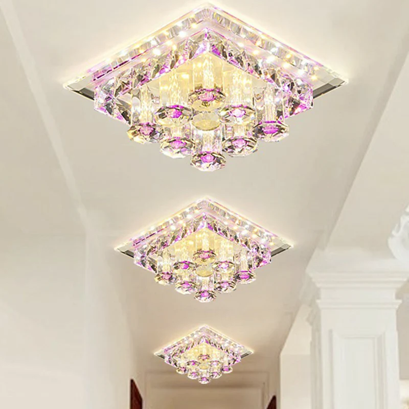 Quadratische Deckenleuchte, moderne Optik, prismatische Kristall-Gang-LED-Einbauleuchte Clearhalo