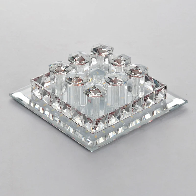 Quadratische Deckenleuchte, moderne Optik, prismatische Kristall-Gang-LED-Einbauleuchte Clearhalo
