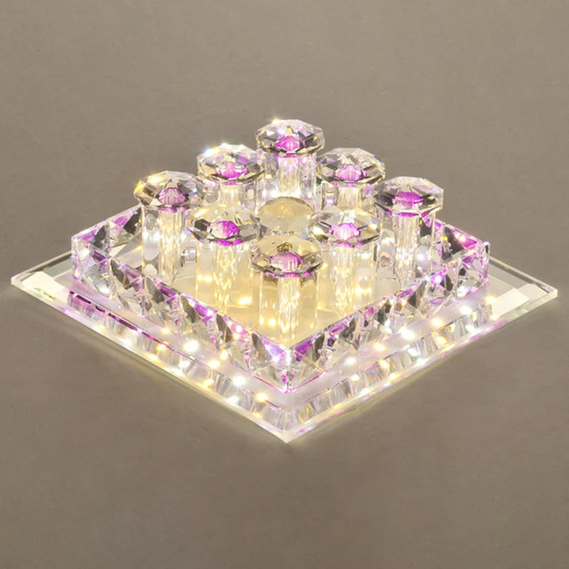 Quadratische Deckenleuchte, moderne Optik, prismatische Kristall-Gang-LED-Einbauleuchte Clearhalo