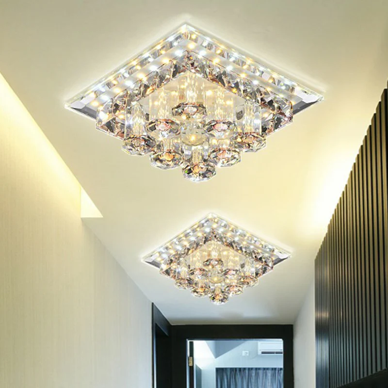 Quadratische Deckenleuchte, moderne Optik, prismatische Kristall-Gang-LED-Einbauleuchte Clearhalo