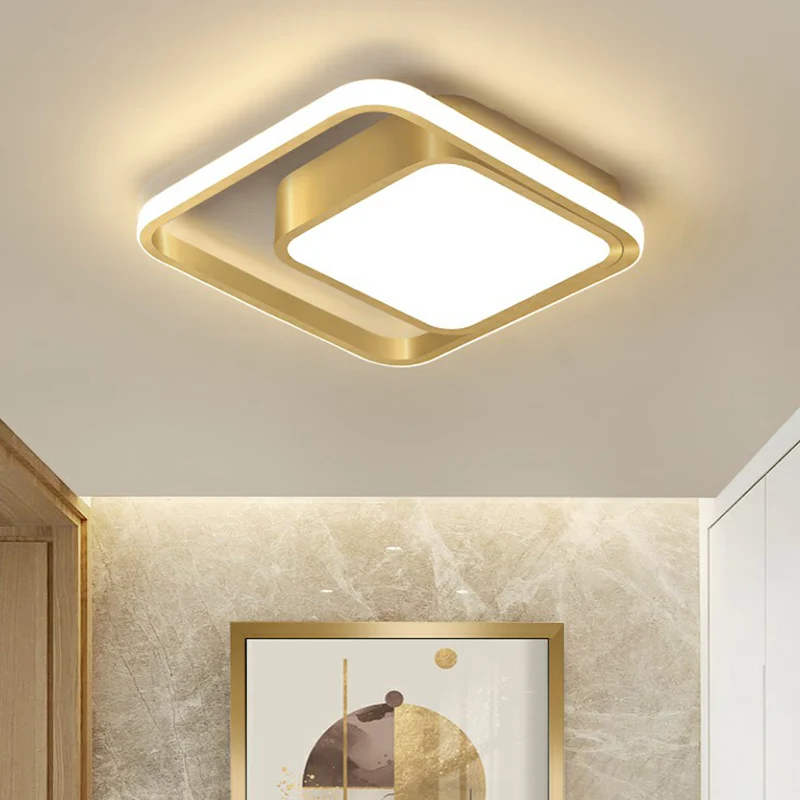 Quadratische Flur-Unterputzlampe, minimalistische LED-Deckenleuchte aus Acryl Gold Clearhalo