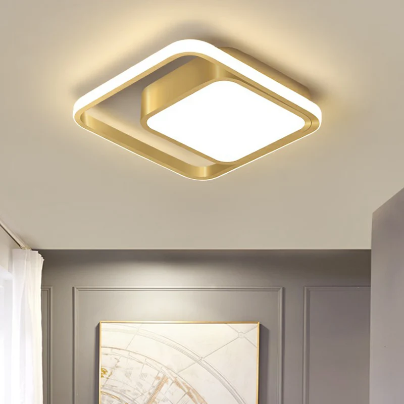 Quadratische Flur-Unterputzlampe, minimalistische LED-Deckenleuchte aus Acryl Gold Clearhalo