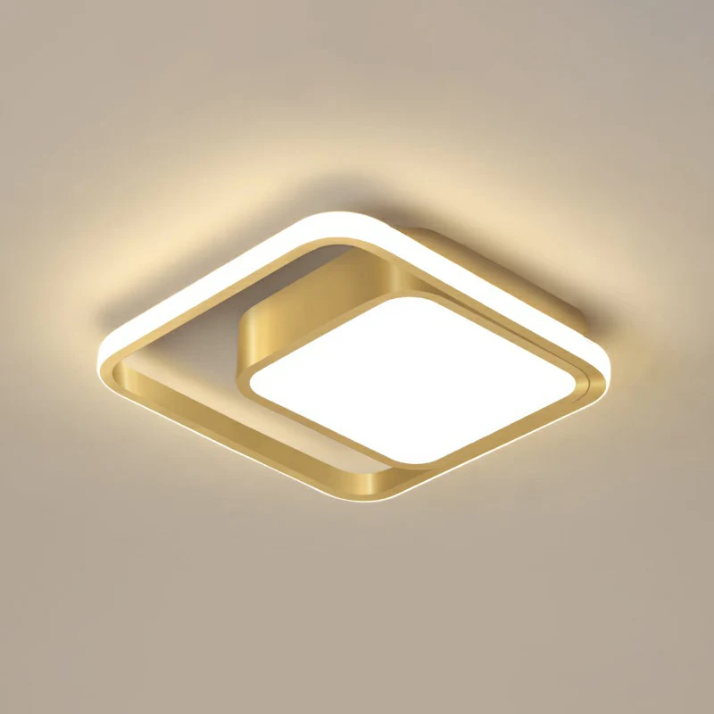 Quadratische Flur-Unterputzlampe, minimalistische LED-Deckenleuchte aus Acryl Gold Clearhalo