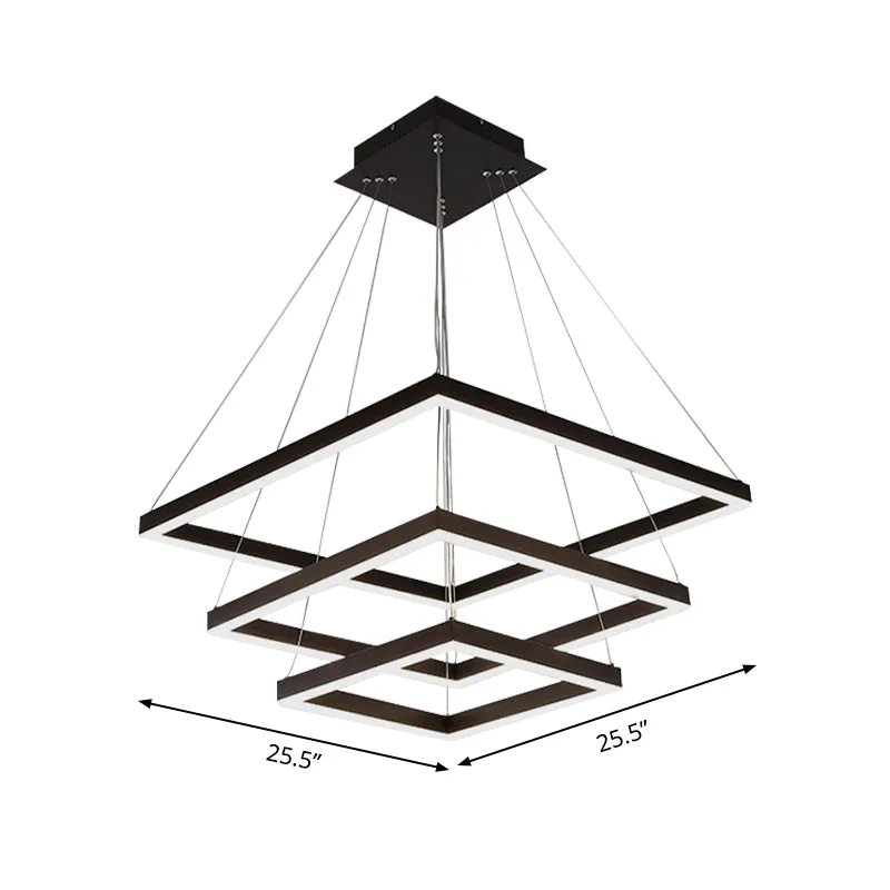 Quadratischer/rechteckiger Acryl-Kronleuchter-Anhänger, einfache LED-Deckenleuchte mit 3/5 Lichtern, braun Clearhalo