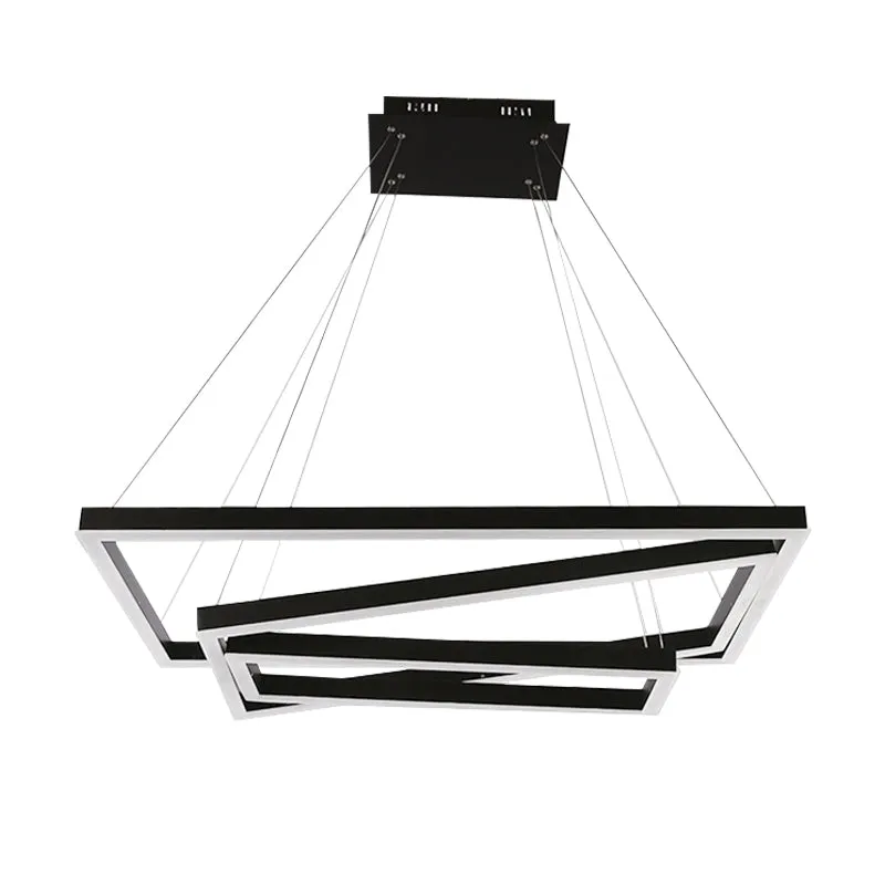 Quadratischer/rechteckiger Acryl-Kronleuchter-Anhänger, einfache LED-Deckenleuchte mit 3/5 Lichtern, braun Clearhalo