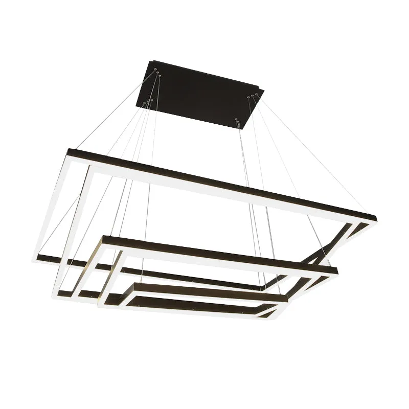 Quadratischer/rechteckiger Acryl-Kronleuchter-Anhänger, einfache LED-Deckenleuchte mit 3/5 Lichtern, braun Clearhalo