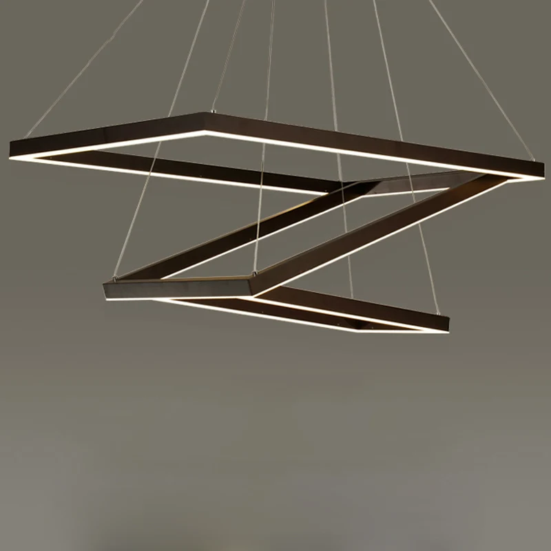 Quadratischer/rechteckiger Acryl-Kronleuchter-Anhänger, einfache LED-Deckenleuchte mit 3/5 Lichtern, braun Clearhalo