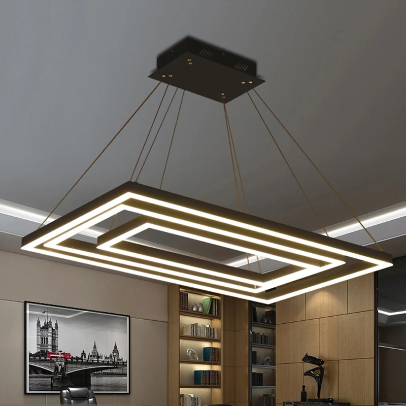 Quadratischer/rechteckiger Acryl-Kronleuchter-Anhänger, einfache LED-Deckenleuchte mit 3/5 Lichtern, braun Clearhalo