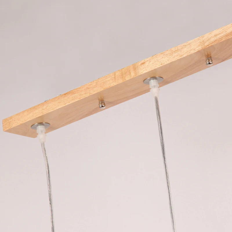 Rechteckige Inselleuchte aus Opalglas, Einfachheit, 3-flammige Holz-Deckenpendelleuchte Clearhalo
