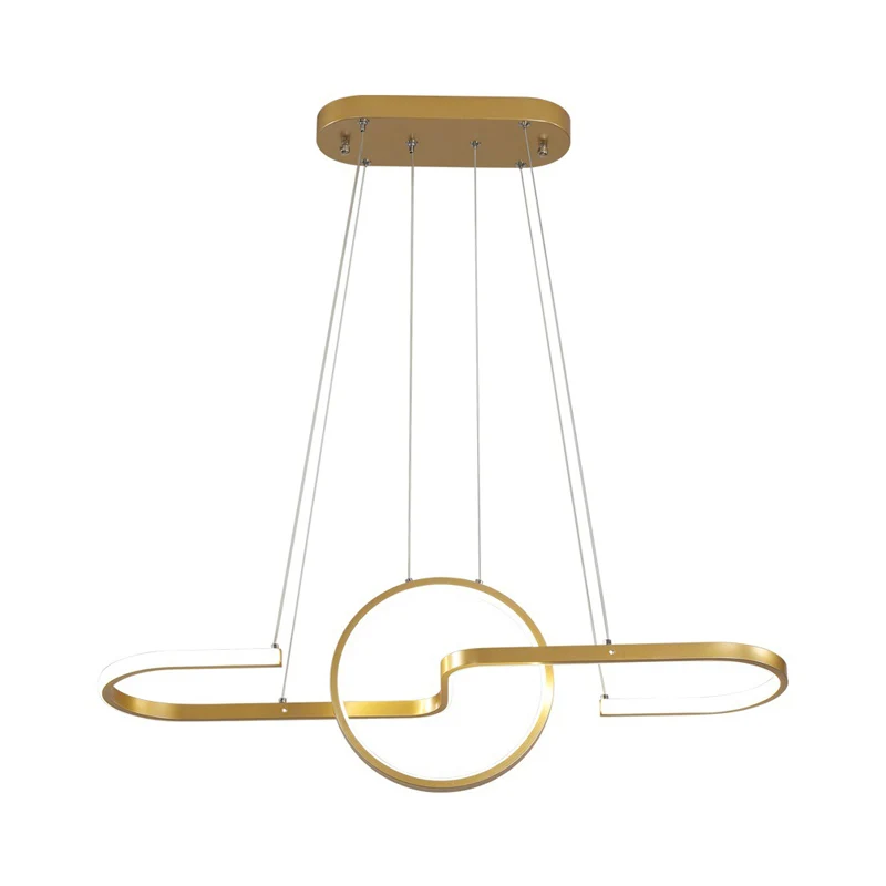 Ring- und Kurven-Esszimmer-Insel-Pendelleuchte, schlichte LED-Deckenleuchte aus Metall Clearhalo
