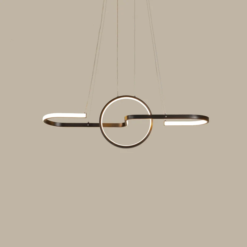 Ring- und Kurven-Esszimmer-Insel-Pendelleuchte, schlichte LED-Deckenleuchte aus Metall Clearhalo