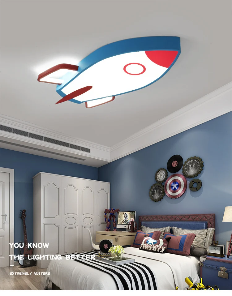 Rocket-Schlafzimmer-Unterputz-Deckenleuchte, moderne Acryl-LED-Deckenleuchte Blau Clearhalo