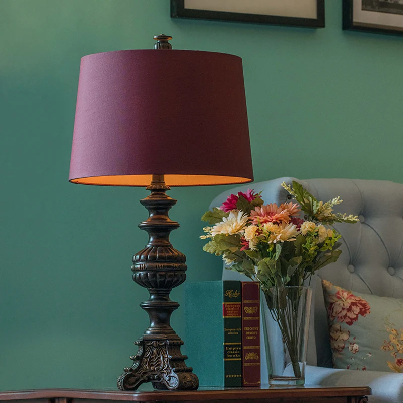 Rosenrote Trommel-Nachttischleuchte, traditioneller Stoff, 12"/15" breite, einflammige Wohnzimmer-Tischlampe Clearhalo