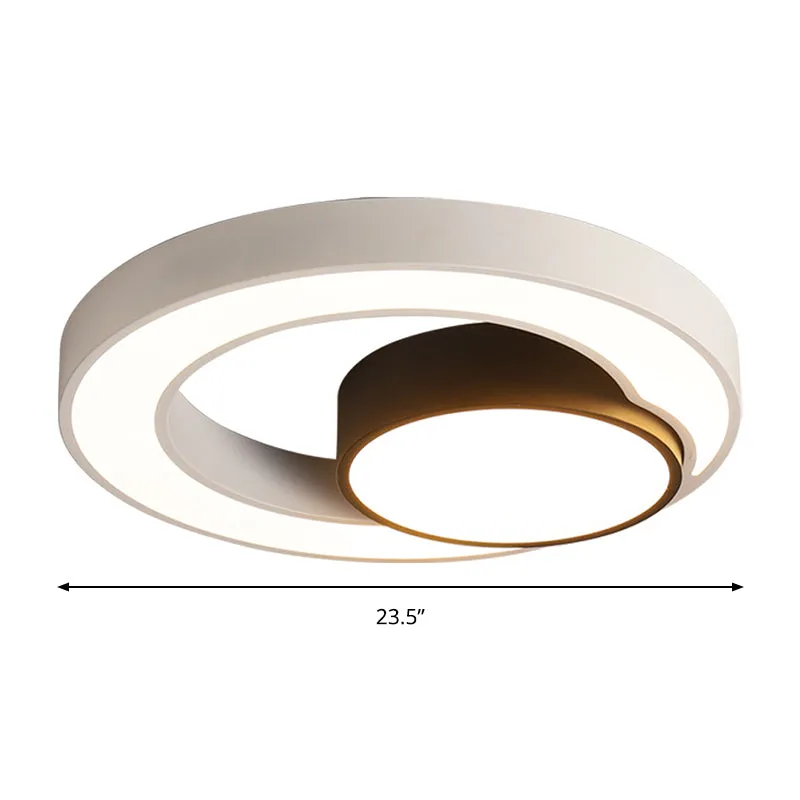 Runde Deckenleuchte, modernes Metall, Schwarz und Weiß, 16"/19,5"/23,5" breites LED-Einbaulicht, warmes/weißes Licht Clear...