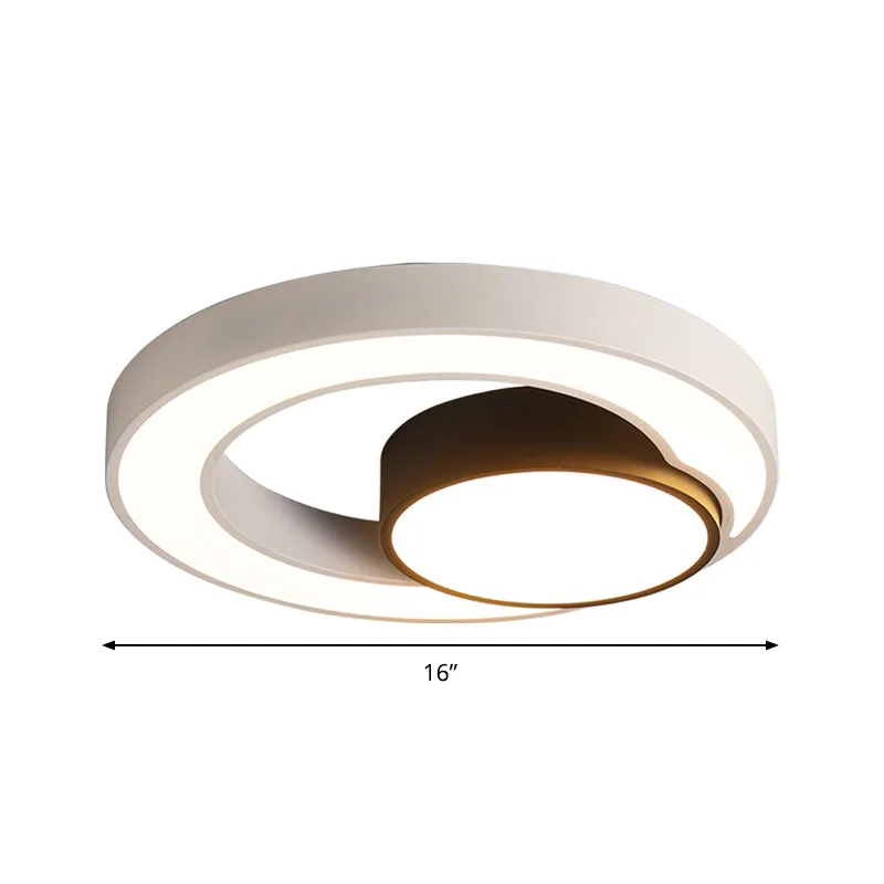 Runde Deckenleuchte, modernes Metall, Schwarz und Weiß, 16"/19,5"/23,5" breites LED-Einbaulicht, warmes/weißes Licht Clear...