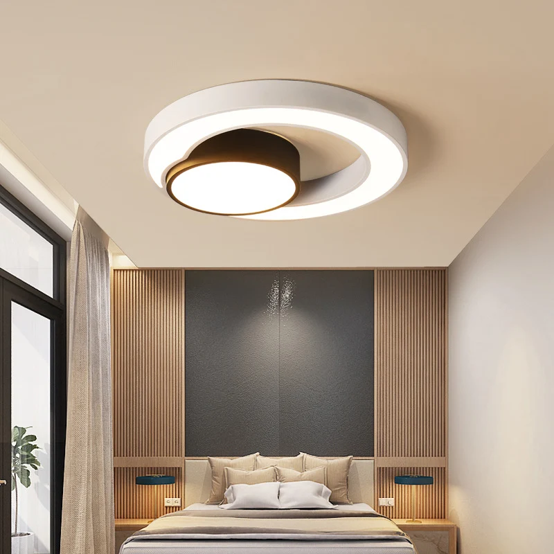Runde Deckenleuchte, modernes Metall, Schwarz und Weiß, 16"/19,5"/23,5" breites LED-Einbaulicht, warmes/weißes Licht Clear...