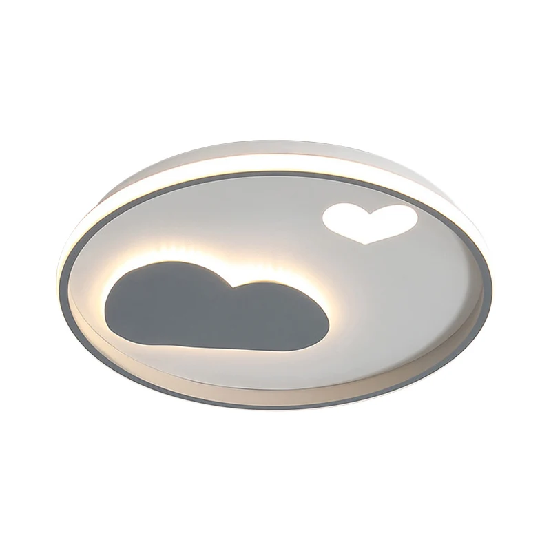 Runde Einbauleuchte Moderne LED-Deckenleuchte Metallic-Schwarz/Weiß mit Wolken- und Herzmuster warmweißem Licht Clearhalo