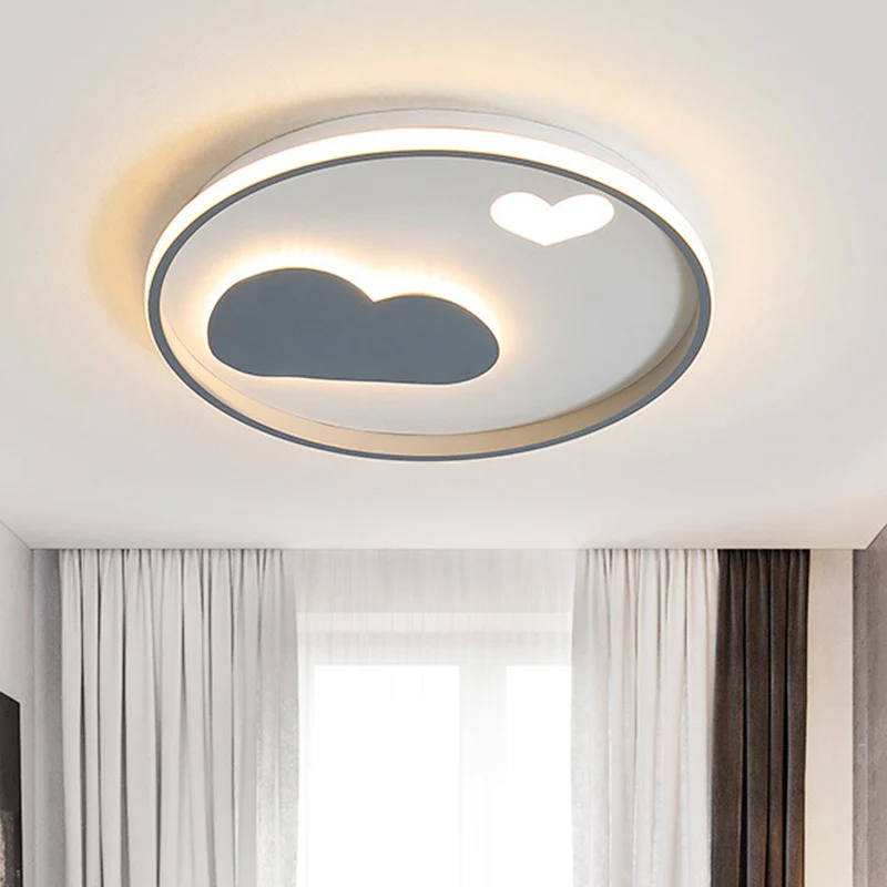 Runde Einbauleuchte Moderne LED-Deckenleuchte Metallic-Schwarz/Weiß mit Wolken- und Herzmuster warmweißem Licht Clearhalo