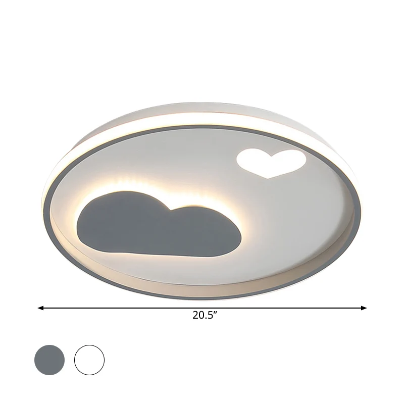Runde Einbauleuchte Moderne LED-Deckenleuchte Metallic-Schwarz/Weiß mit Wolken- und Herzmuster warmweißem Licht Clearhalo