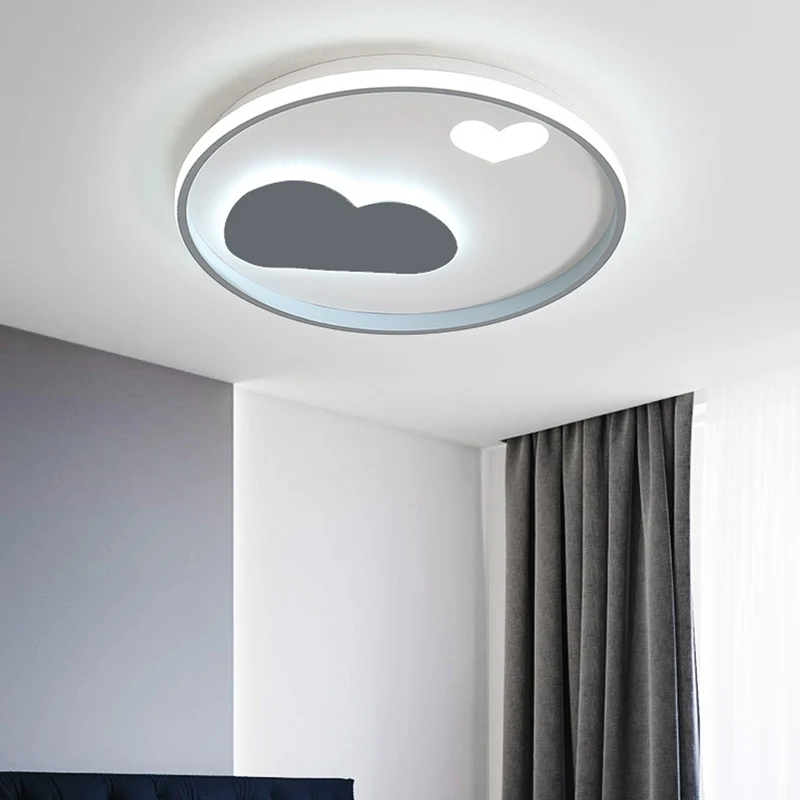 Runde Einbauleuchte Moderne LED-Deckenleuchte Metallic-Schwarz/Weiß mit Wolken- und Herzmuster warmweißem Licht Clearhalo