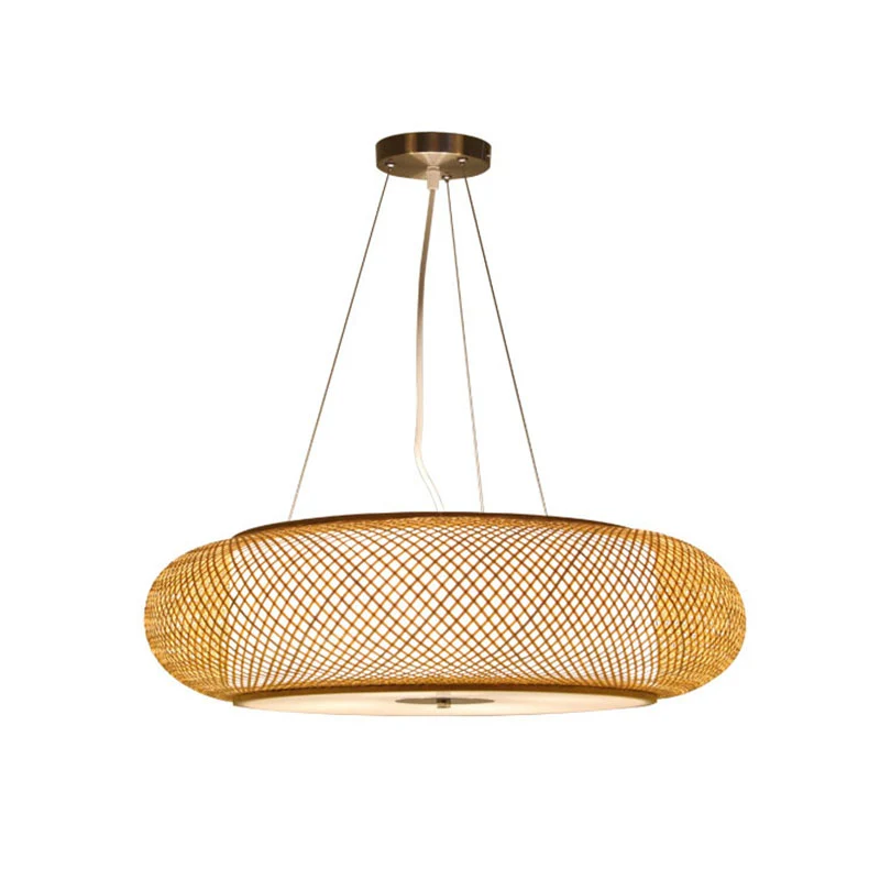 Runde Hängeleuchte Asia Bamboo, 1 Glühbirne, Wohnzimmer-Deckenanhänger aus Holz Clearhalo