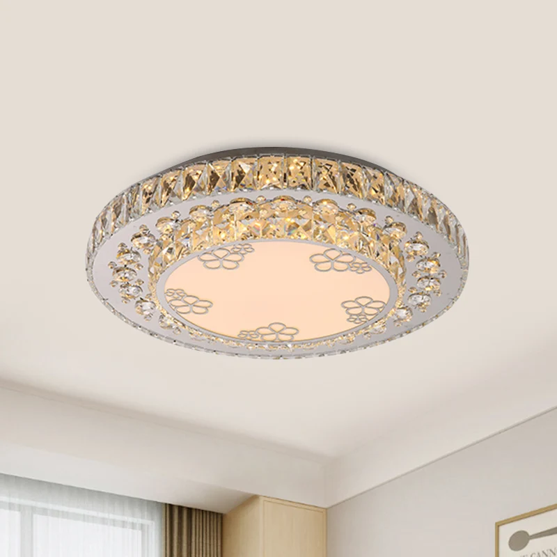 Runde Kristall-Unterputzlampe, modernes Schlafzimmer, Blütenblattmuster, LED-Unterputz-Deckenleuchte Nickel Clearhalo