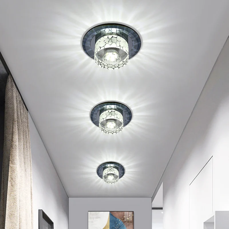 Runde LED-Unterputzleuchte Simplicity Crystal Corridor Unterputz-Deckenleuchte Clearhalo