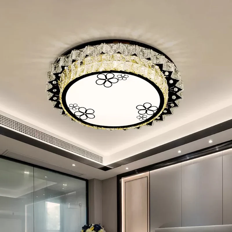 Runde Unterputzleuchte aus Edelstahl, moderne klare Kristall-LED-Leuchte der Nähe der Decke Clearhalo