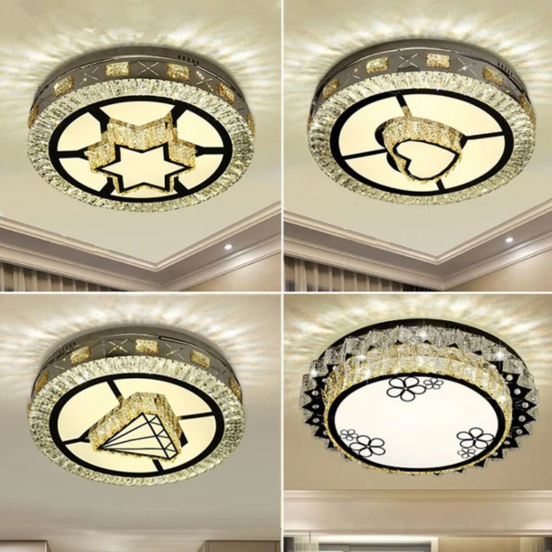 Runde Unterputzleuchte aus Edelstahl, moderne klare Kristall-LED-Leuchte der Nähe der Decke Clearhalo