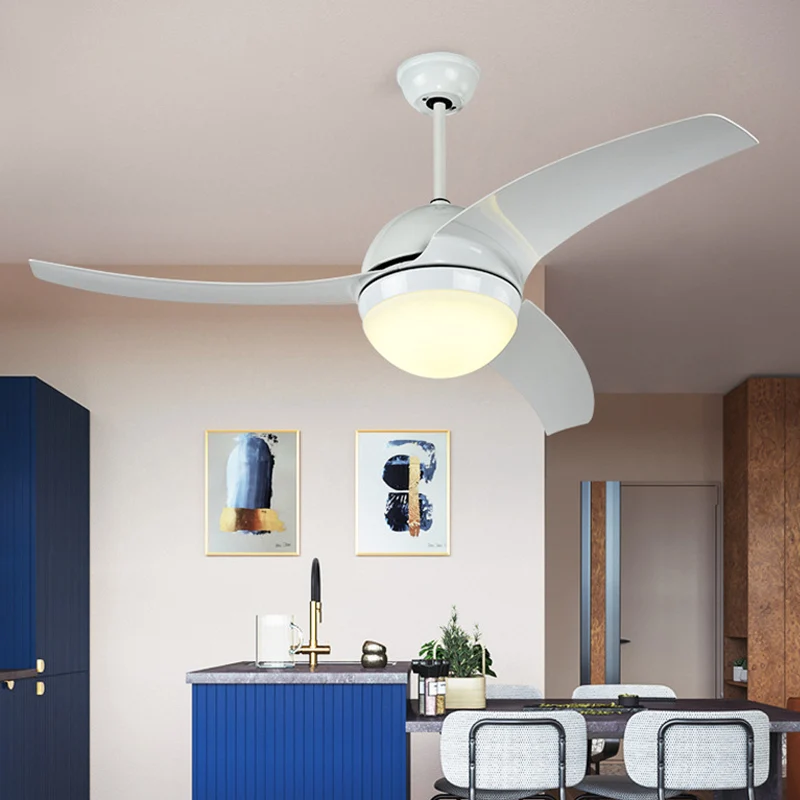 Runder Deckenventilator für die Küche, Beleuchtung, Acryl-LED, weiß, halbbündige Montageleuchte mit 3 Flügeln, 52" B Clear...