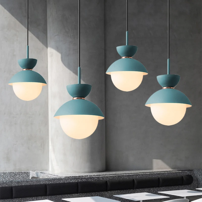 Sanduhr-Hängeleuchte, Macaron-Opalglas, 1 Glühbirne, blau/rosa/grau, Hängeleuchte für Restaurant Clearhalo