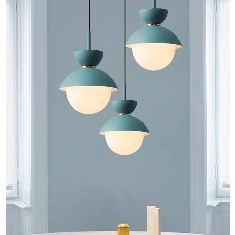 Sanduhr-Hängeleuchte, Macaron-Opalglas, 1 Glühbirne, blau/rosa/grau, Hängeleuchte für Restaurant Clearhalo