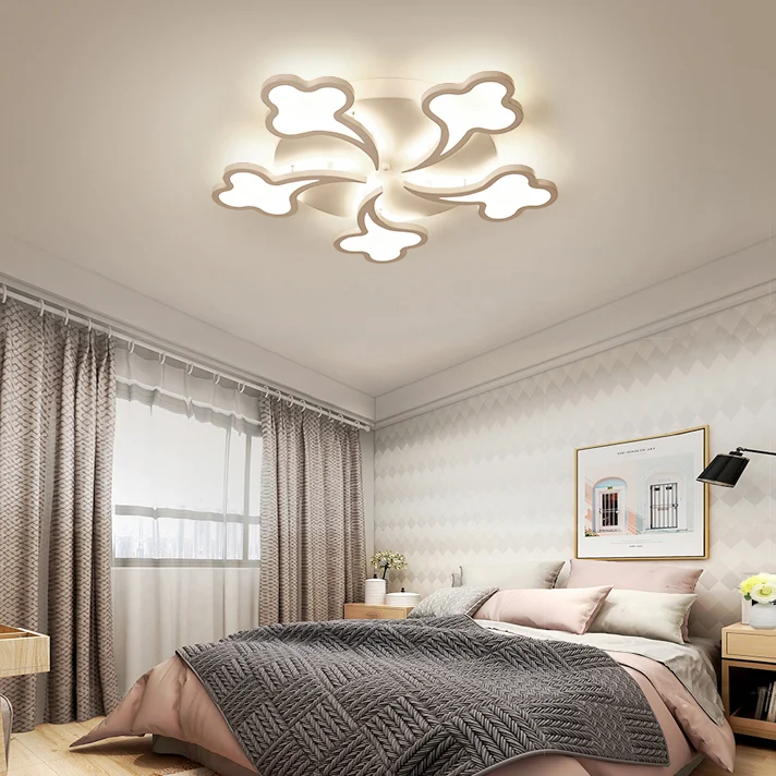 Schicke, moderne, runde, halbbündige Acryl-Deckenleuchte Weiß für Schlafzimmer Clearhalo