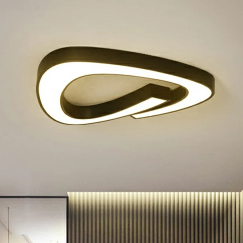 Schlafzimmer-Deckenleuchte, moderne schwarze Unterputzleuchte mit geometrischem Acrylschirm Clearhalo
