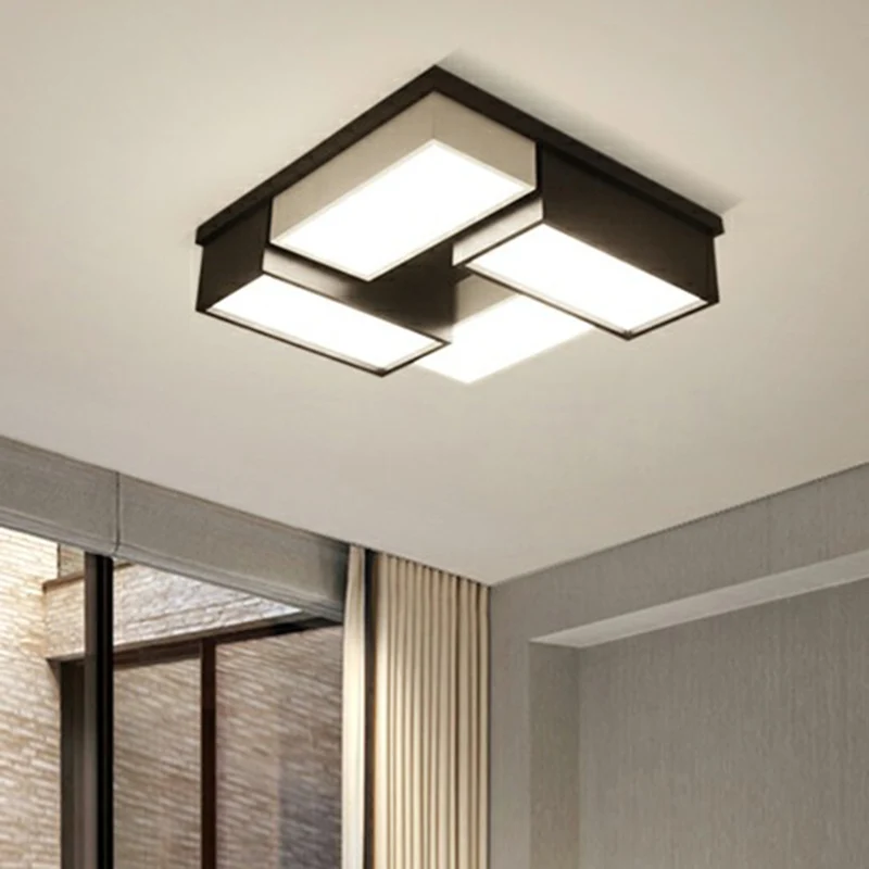 Schlafzimmer-Deckenleuchte, moderne schwarze Unterputzleuchte mit geometrischem Acrylschirm Clearhalo