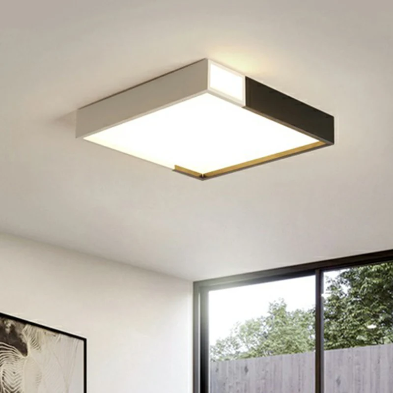 Schlafzimmer-Deckenleuchte, moderne schwarze Unterputzleuchte mit geometrischem Acrylschirm Clearhalo