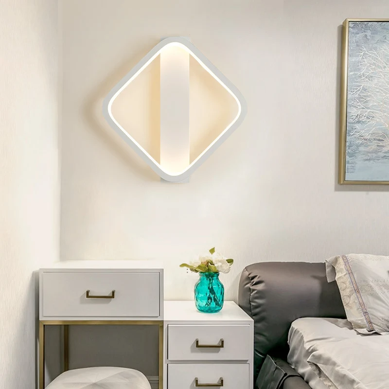 Schlichter LED-Wandleuchter mit Acrylschirm, weiße runde/quadratische Wandleuchte warmem/weißem Licht Clearhalo