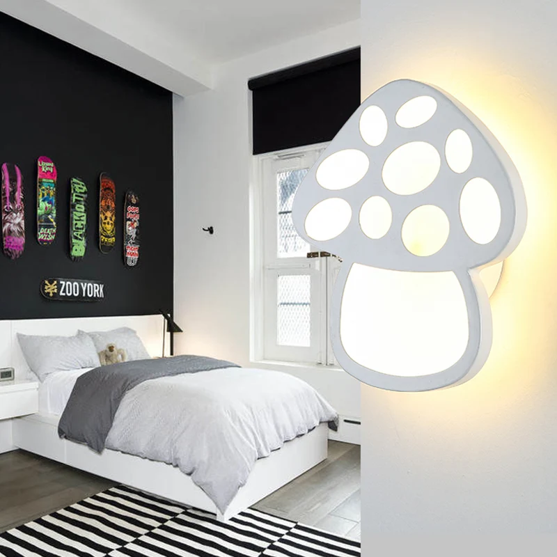 Schmale Pilz-Wandleuchte für Kinder, Acryl, weiße LED-Wandleuchte für Foyer, Badezimmer Clearhalo