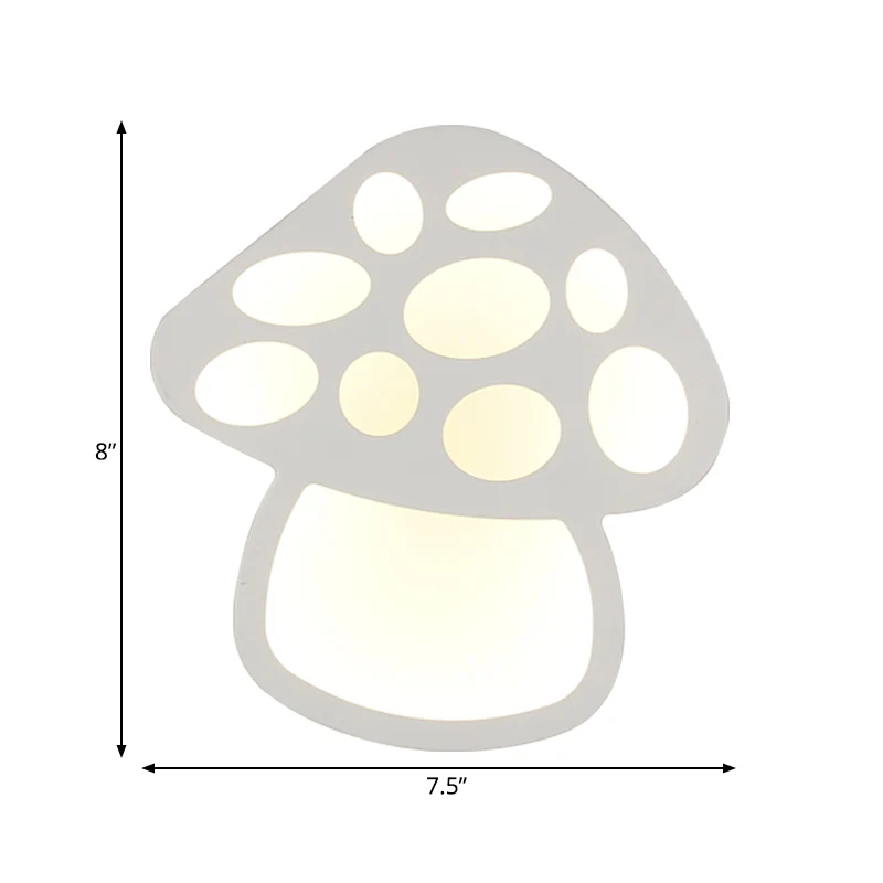 Schmale Pilz-Wandleuchte für Kinder, Acryl, weiße LED-Wandleuchte für Foyer, Badezimmer Clearhalo