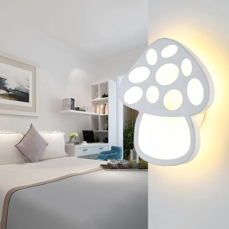 Schmale Pilz-Wandleuchte für Kinder, Acryl, weiße LED-Wandleuchte für Foyer, Badezimmer Clearhalo