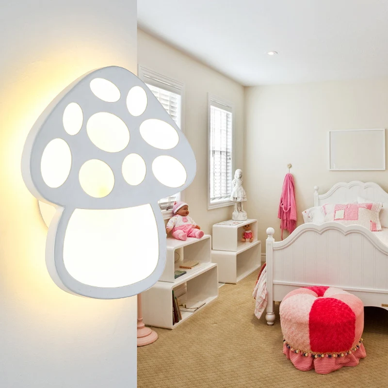 Schmale Pilz-Wandleuchte für Kinder, Acryl, weiße LED-Wandleuchte für Foyer, Badezimmer Clearhalo