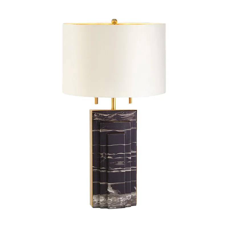 Schreibtischlampe mit geradem Schirm, moderner Stoff, 2 Glühbirnen, weiße Arbeitsleuchte mit Zugkette Clearhalo