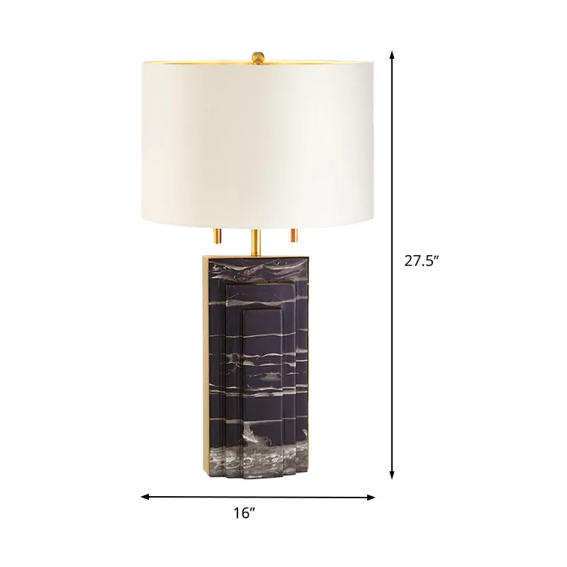 Schreibtischlampe mit geradem Schirm, moderner Stoff, 2 Glühbirnen, weiße Arbeitsleuchte mit Zugkette Clearhalo