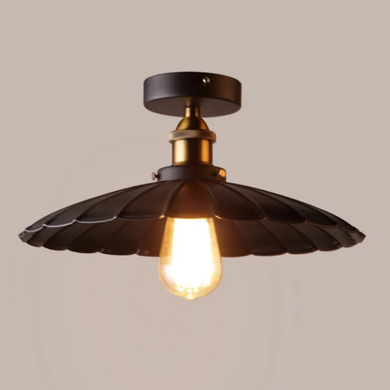 Schwarz schattierte halbbündige Deckenleuchte Vintage Metall 1-flammige Küchen-Unterputzleuchte Clearhalo