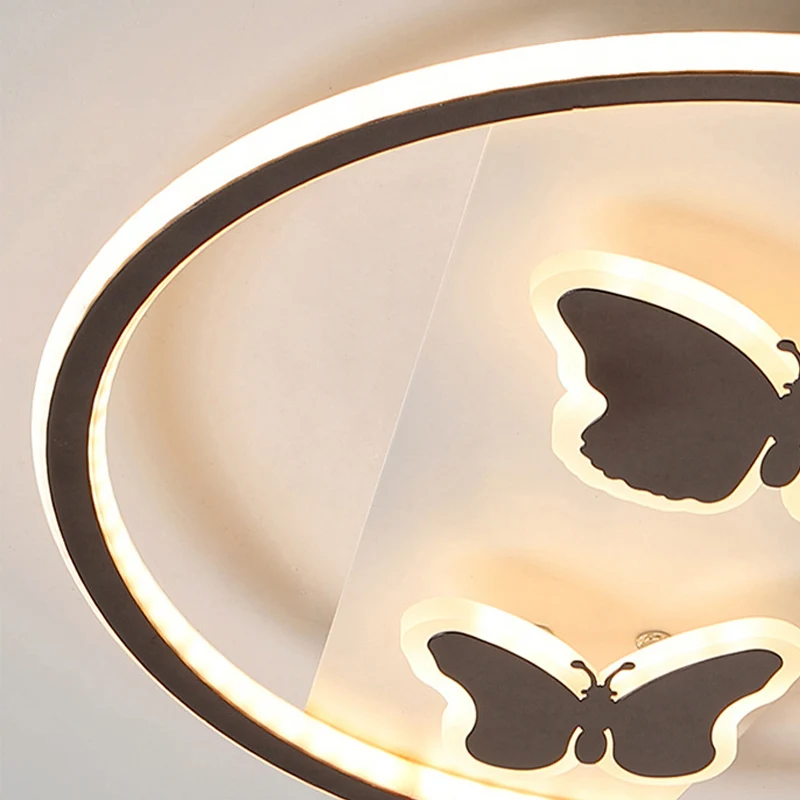 Schwarze Doppel-Schmetterlings-LED-Deckenleuchte, moderne, stilvolle Acryl-Deckenleuchte für Schlafzimmer Clearhalo